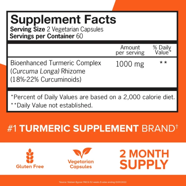 Qunol Turmeric Capsules, 1000mg, Ultra High Absorption, Joint Support Herbal Supplement, 120 Count - Image 4