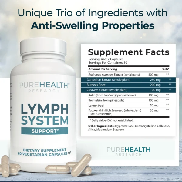 PureHealth Research Lymph System Support Supplement; Lymphatic Drainage Supplement with Dandelion - Image 2