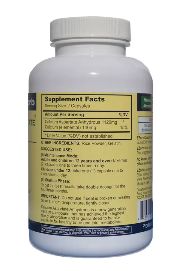 EZorb Calcium (180 Caps) 92% Absorption Bone Spurs Osteoporosis Arthritis Muscle - Image 2